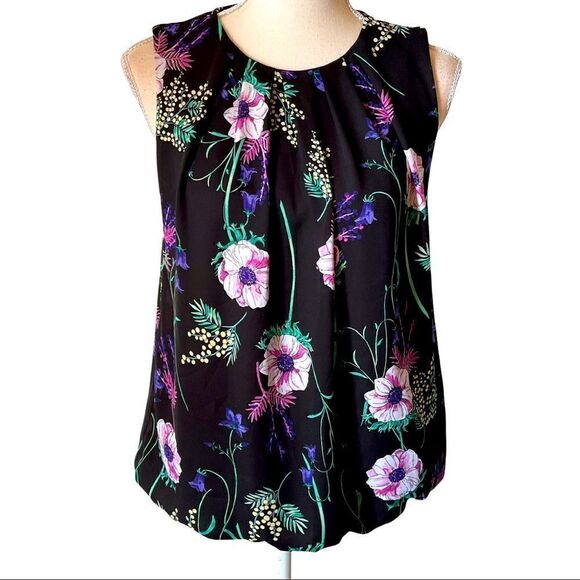 Liz Claiborne Career Pleated Neckline Floral Top Sz S - Picture 1 of 11